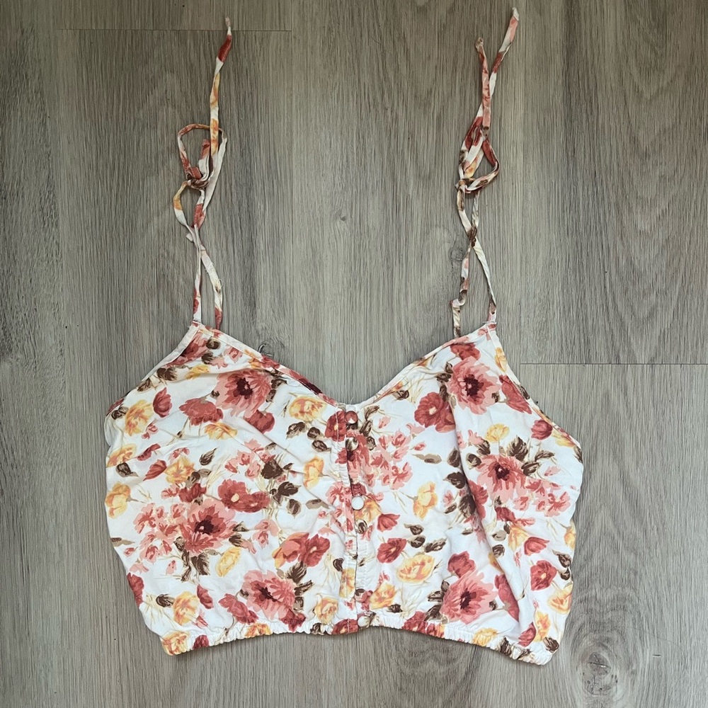 Abercrombie & Fitch Floral Tie-Strap Crop Top